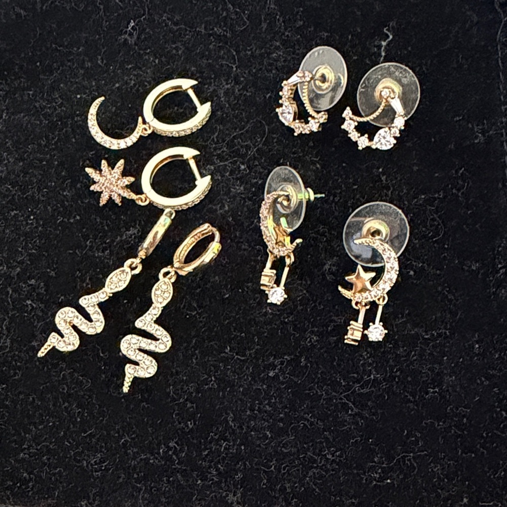 Gold Earring Set - 4 pairs